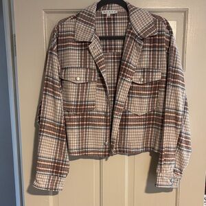 HYFVE Brown Plaid cropped Jacket